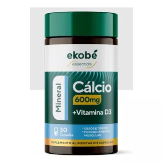 Cálcio 600mg  + Vitamina D3 - 30 Cápsulas - Ekobé Sabor Sem Sabor