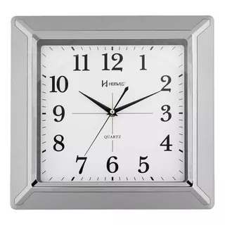 Herweg 6269 Reloj De Pared Cuadrado Grande Plateado