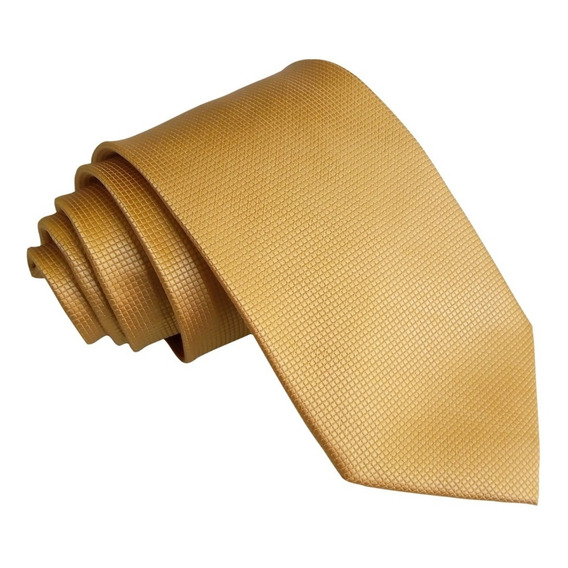 Corbata Tono Dorada Oro | Textura Microcuadros Calidad