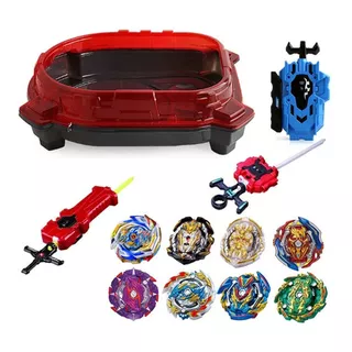 Kit Batalha 8 Beyblades De Metal + Arena E Lançadores Cor Colorido