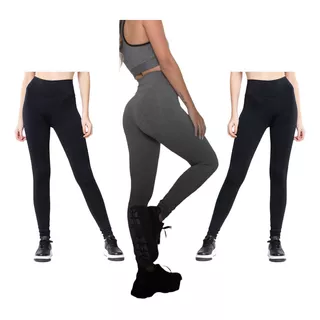 Calza Leggins Mujer Lycra Larga Tiro Alto Pack Por  3