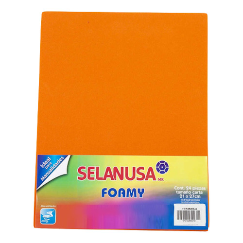 Foamy Tamaño Carta Liso 24 Pzas Manualidad Selanusa Color Naranja