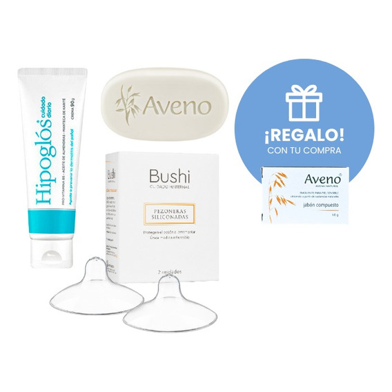 Kit Crema Hipoglós 90g+ Jabón Aveno + Pezoneras Bushi