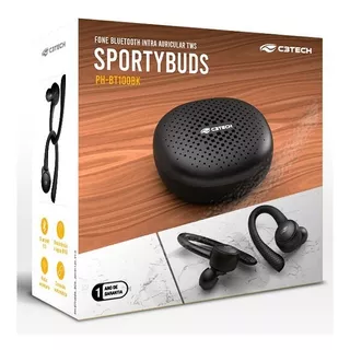 Fone De Ouvido Ep-tws-100bk Sportybuds Bt 5 Tws C3tech