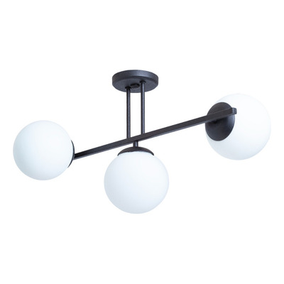 Plafon 2 Luces Barral Elyn De-cor Negro Con Globo Opal E27