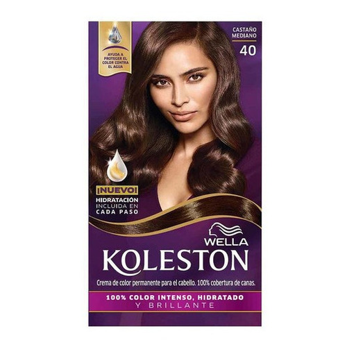 Kit Tinta Wella  Koleston Coloración en crema tono 40 castaño mediano para cabello