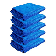 Kit 5 Paños Microfibra Azul 60x40 Limpieza Secado Hogar Sm