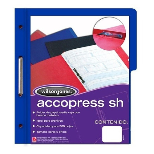 Pack 100 Folder Con Broche Accopress Carta, Azul Obscuro