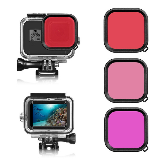 Kit 3 Filtros Lente Buceo Para Gopro Hero 8