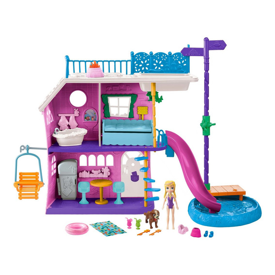 Set De Juego Polly Pocket Casa Del Lago Con Muñeca