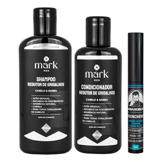 Preenchedor Barba Robusta Shampoo Condicionador Escurece Fio