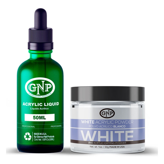 Polvo Acrílico Gnp Blanco 30gr. + Líquido Acrílico Gnp 50ml