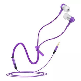 Audifono Manos Libres Stereo 3.5mm Tipo Cierre Ziper Silicon Color Violeta Color De La Luz No Aplica