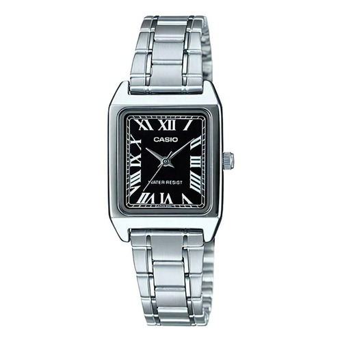 Reloj Casio Mujer Ltp-v007 Acero Análogo 100% Original Color De La Correa Plateado Color Del Bisel Plateado Color Del Fondo Negro