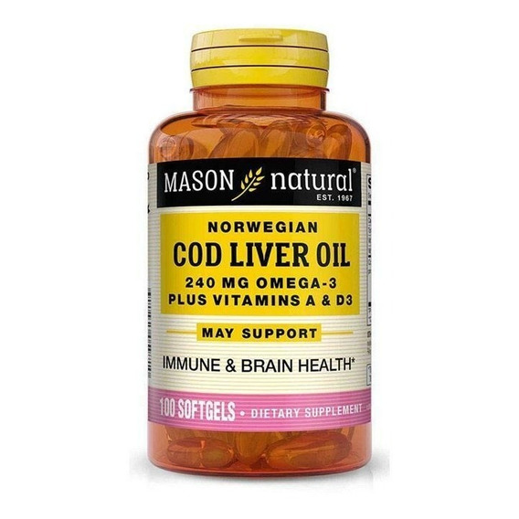 Cod Liver Oil + A & D3 - 100 Softgels Mason Natural