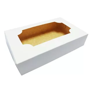 Caja Alfajores Alf2 Ventana X 100u Packaging Blanco Madera 