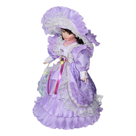 Vestir Muñeca De Hermosa Muñeca De Cerámica Púrpura