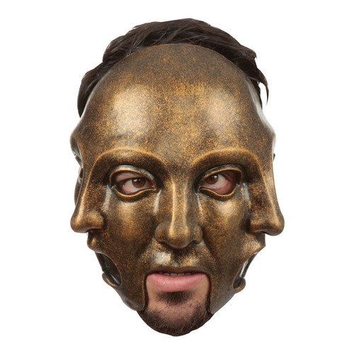 Máscara De Halloween 3 Caras Doradas Látex Halloween Color Dorado Mascara de 3 Faces Gold Mask