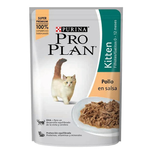 Alimento Pro Plan OptiStart Kitten para gato de temprana edad sabor pollo en salsa en sobre de 85g