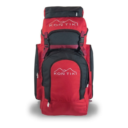 Mochila De 65 Litros Kon Tiki Gris Mazamitla Color Rojo Diseño de la tela Liso