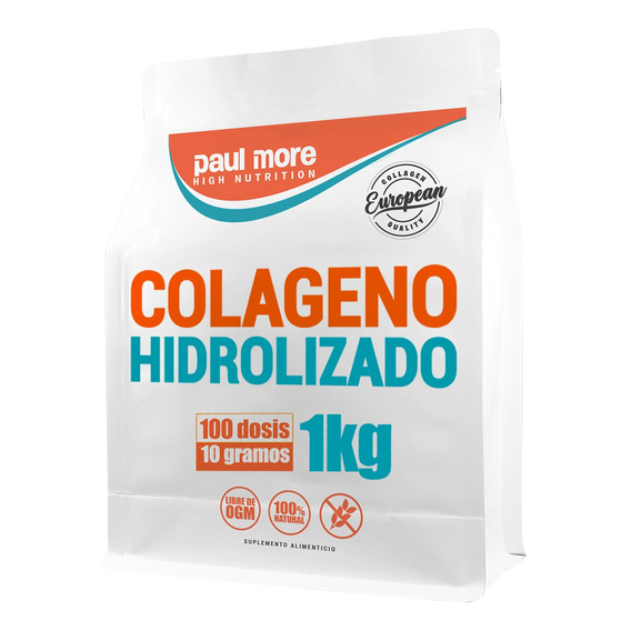1 Kilo Colágeno Hidrolizado Puro, Alta Calidad Europea, 100 Dosis de 10 g