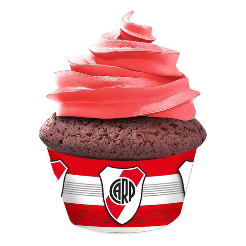 Pirotin Para Cupcake Personaje River X25 - Cotillón Waf Color Rojo