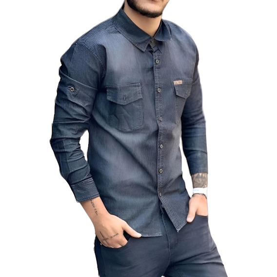 Camisa Jeans Mezclilla Hombre