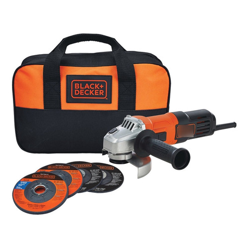 Esmeriladora angular Black+Decker G650K5 color naranja 650 W 120 V + accesorio