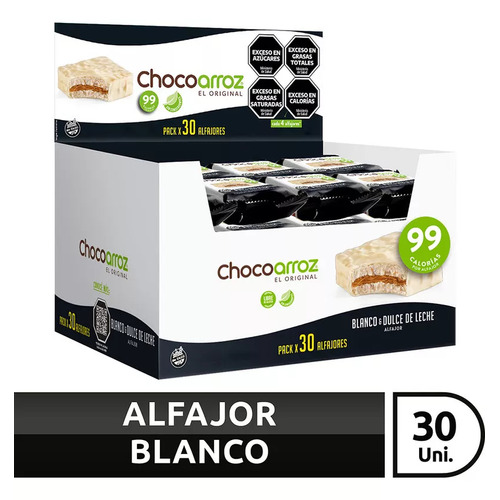 Alfajor Chocoarroz Original De Chocolate Blanco Y Dulce De Leche Caja X30 Unidades
