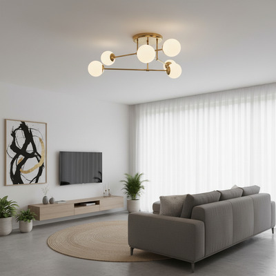 Lampara Plafon Araña Techo Globo 6 Luces G9 Dorado Apto Led Dorado