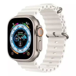 Pulseira Oceano Para Smartwatch Watch 42/44/45/49mm Cor Branco Largura 44.42 Mm