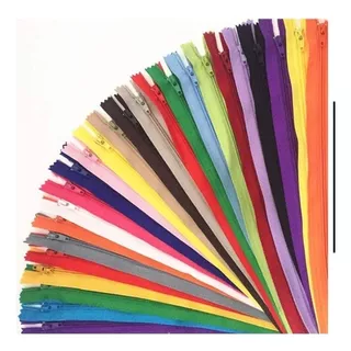 Zíper De Nylon 50cm Comum - Cores Sortidas - Kit C/ 20 Unid.