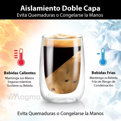 Juego De Vasos De Vidrio, Doble Pared, 4 Tazas De 12 Oz Magma Life