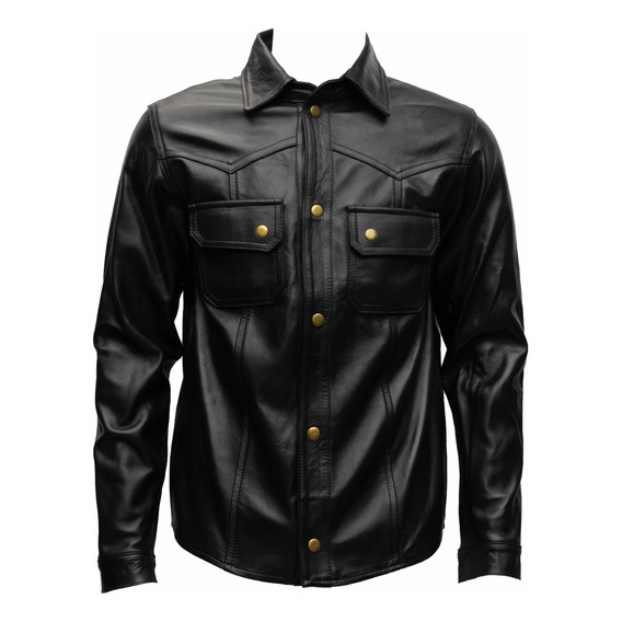 Camisola De Piel Chaqueta Camisa Vaquera Cuero Avejentada