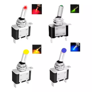 Switch 1 Paso Palanca Punta Led Cromado Universal 12v Colore