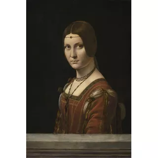 Portrait Woman Mulher La Belle Ferronniere Vinci Tela 120x80