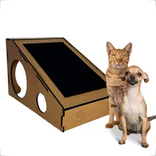 Arranhador Rampa Nicho Para Gatos Cachorros Grupo Paraíso Mdf Madeira Mdf 4mm Com Carpete Preto Suporta Ate 15kg