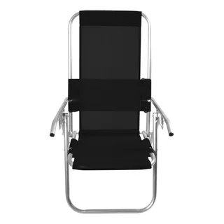 Cadeira De Praia Aluminio Reclinável Alta 5 Posições Cor Preto