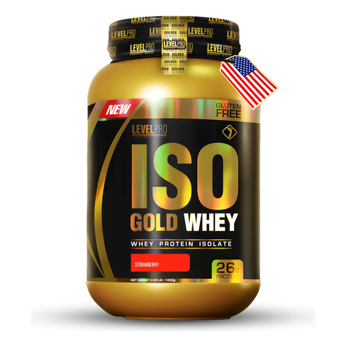 Iso Whey Gold 1.1 Kg Level Pro, Proteína 100% Aislada Sabor Strawberry