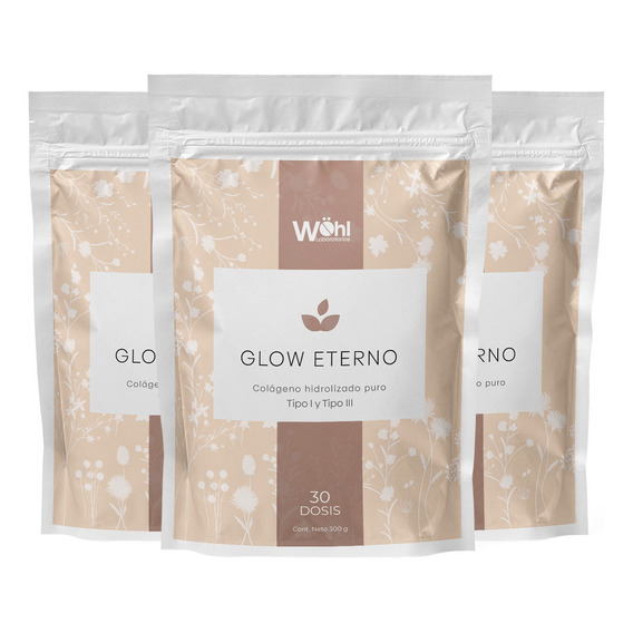 Pack 3 Glow Eterno Colágeno Hidrolizado Premium  Wöhl 