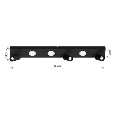 Plafon 6 Luces Led Nacho+eye Negro Base Rectangular 20376 Rd