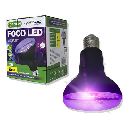 Foco Led Angulo Radiante Luz Morada 12w Ip20 Base E27 Color de la luz UV