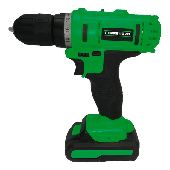 Taladro Inalámbrico Ferrenovo Con Función De Atornillador. Color Verde 125v