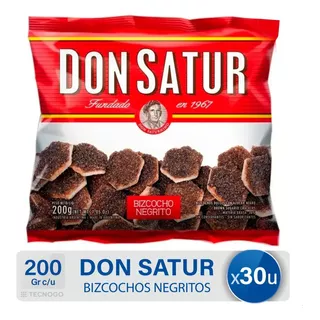 Galletitas Bizcocho Don Satur Negrito Dulce - Pack X30 Unid