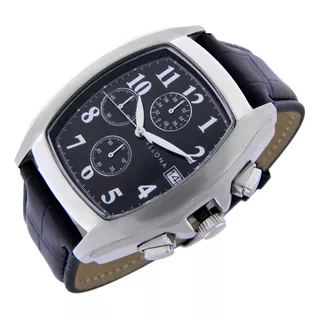 Reloj Velona Hombre Ny083 Cronógrafo Cuero Acero Inoxidable