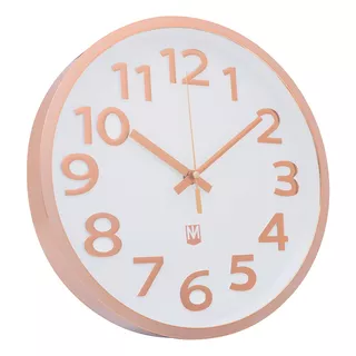 Reloj Pared Moderno Plata 30 Cm Cobre Rose Diseño Mulmer 