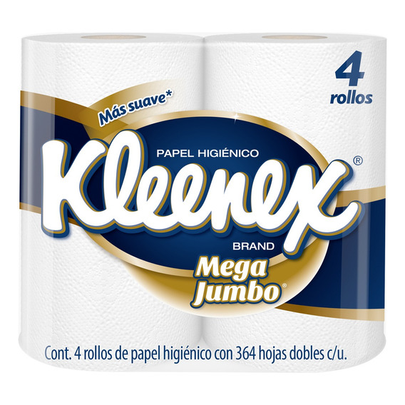 Papel Higiénico Kleenex Mega Jumbo 364 Hojas Dobles 4 Rollos