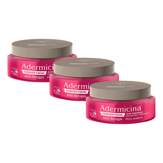 Combo X3 Adermicina Crema Facial Antiarrugas 90gr