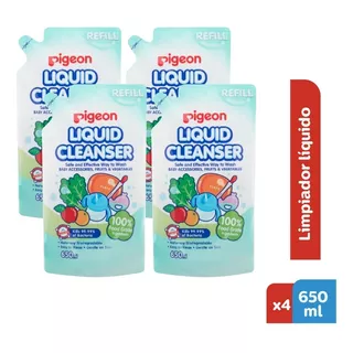 Set 4 Limpiadores Jabón Líquido Tetero Pigeon 650ml Repuesto