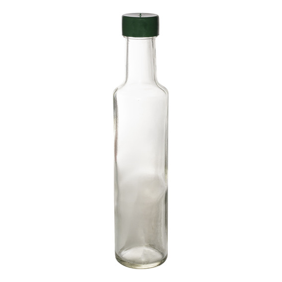 Botella Vidrio Aceite 250 Cc Transparente Redonda Tapa X48 U